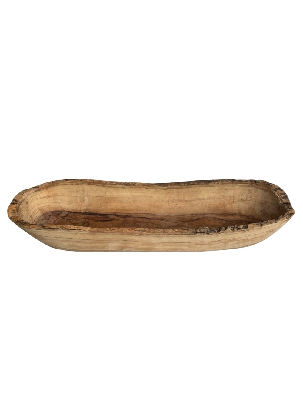 Hand-Carved Rustic Olive Wood Bowl | Live Edge Serving Tray & Home Decor